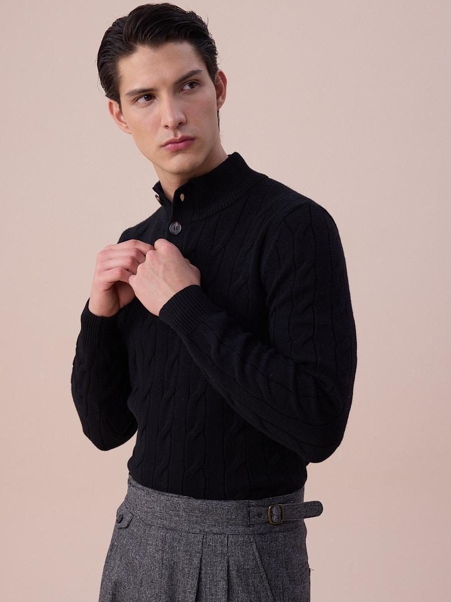 Loops Cable Knit Button Sweater