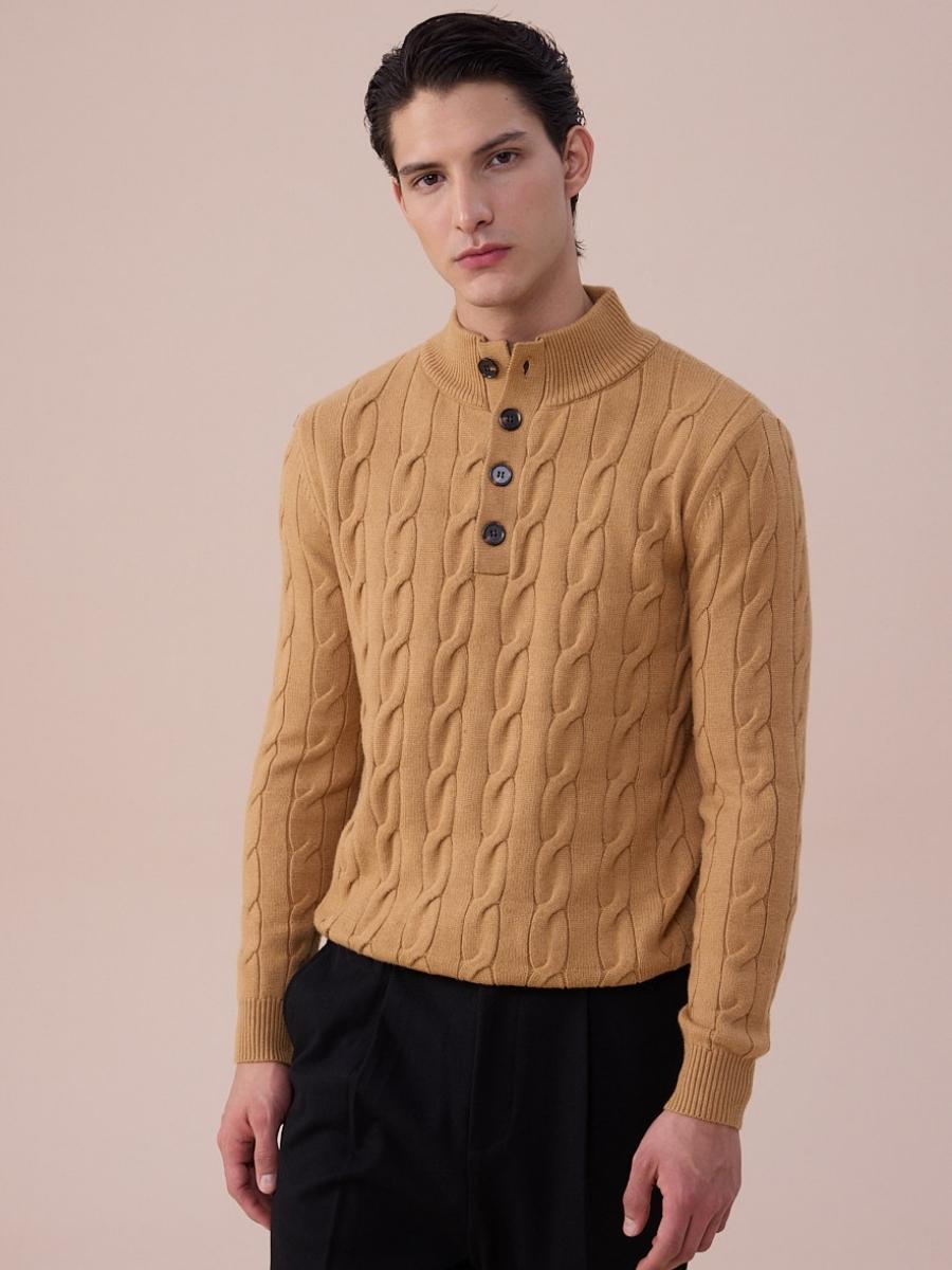 Loops Cable Knit Button Sweater