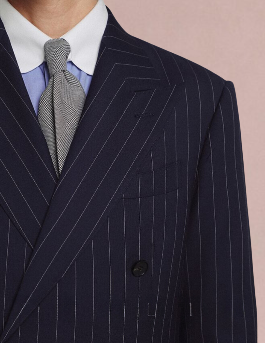 Terno Udine risca de giz com abotoamento duplo