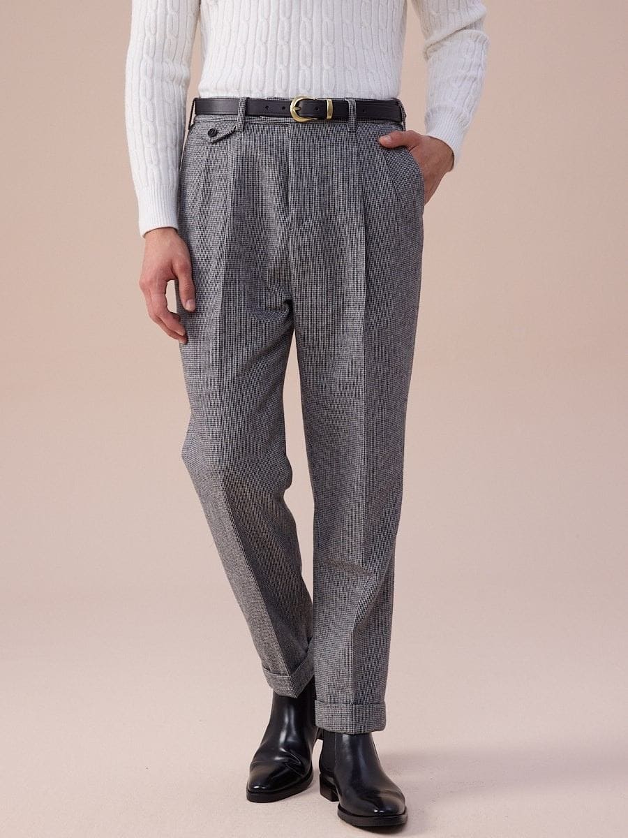 Piemonte  High Waisted Wool Belt Loop Pants