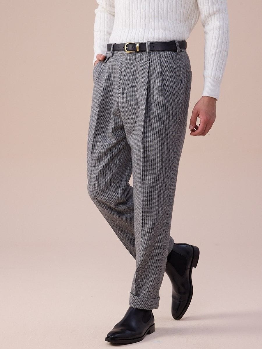 Piemonte  High Waisted Wool Belt Loop Pants