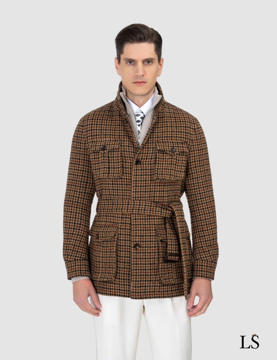 Tweed Safari Jacket with Belt