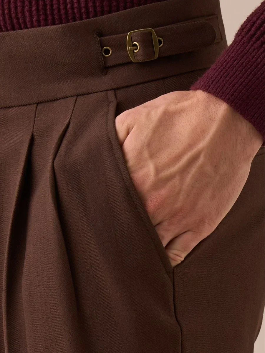 Sorano High Waisted Double Pleated Gurkha Pants