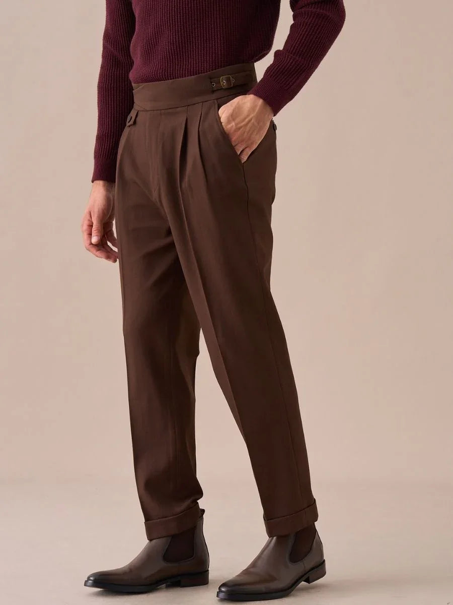 Sorano High Waisted Double Pleated Gurkha Pants