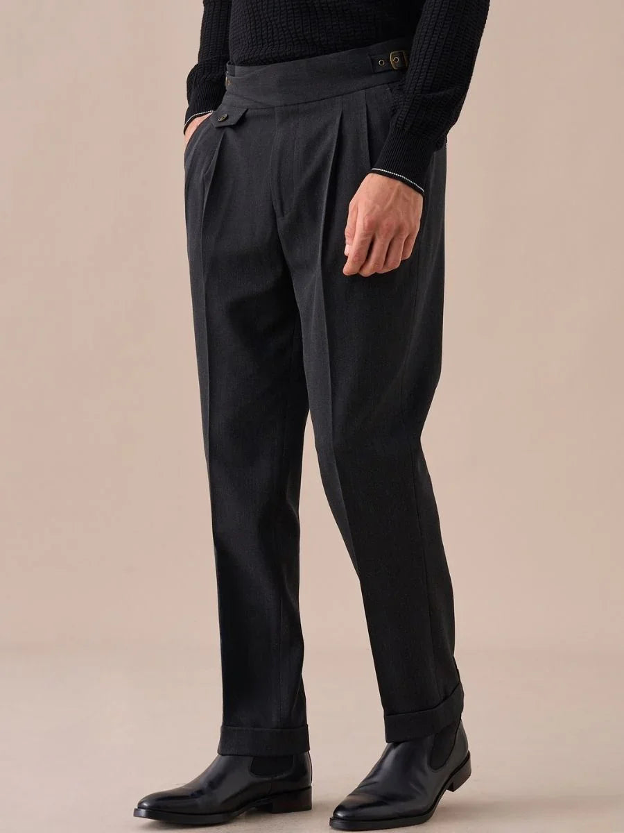 Sorano High Waisted Double Pleated Gurkha Pants