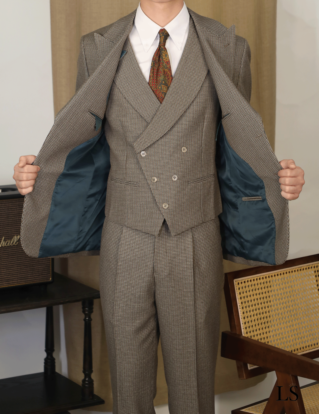 Three-Piece Houndstooth Suit