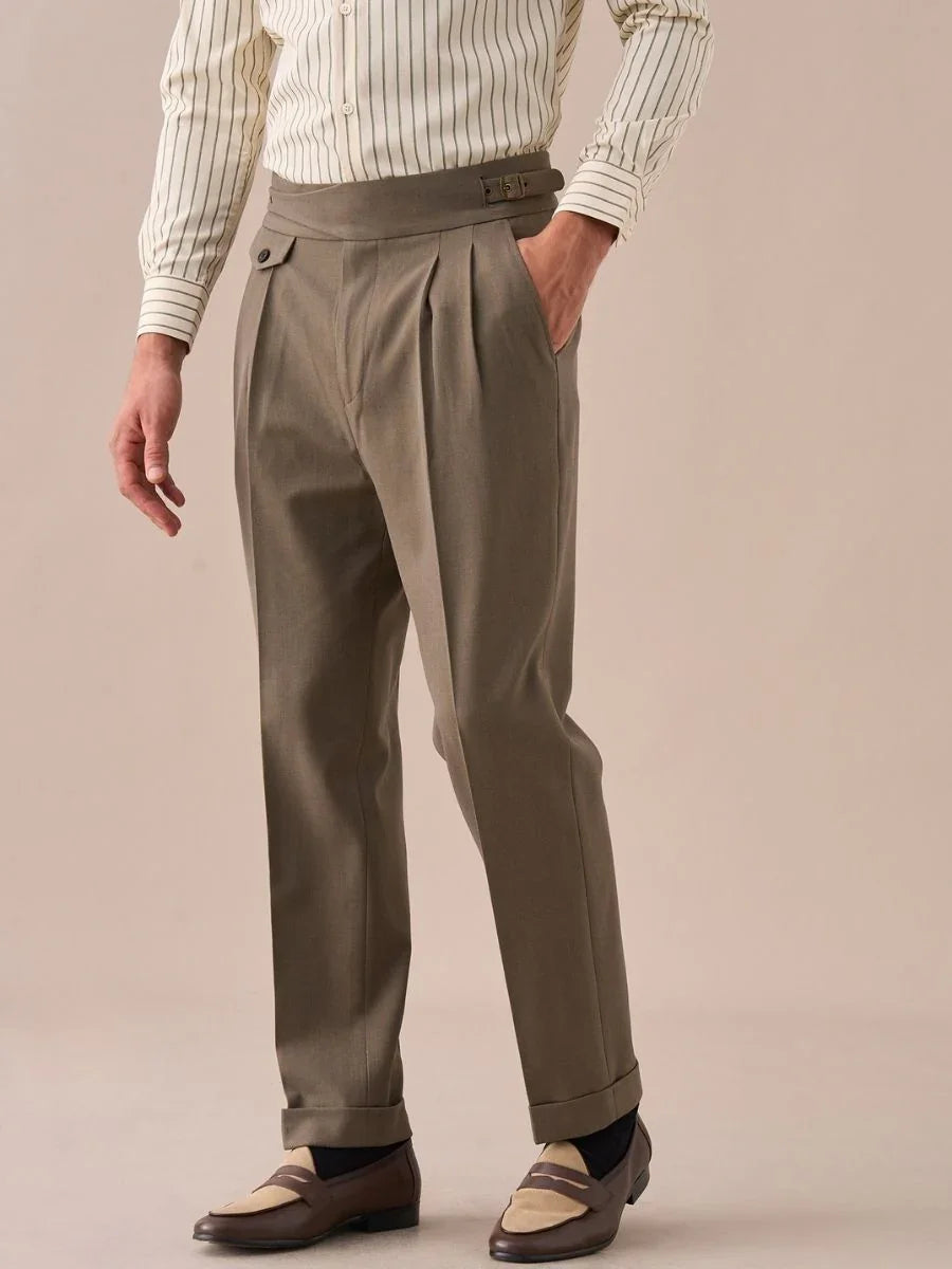 Sorano High Waisted Double Pleated Gurkha Pants