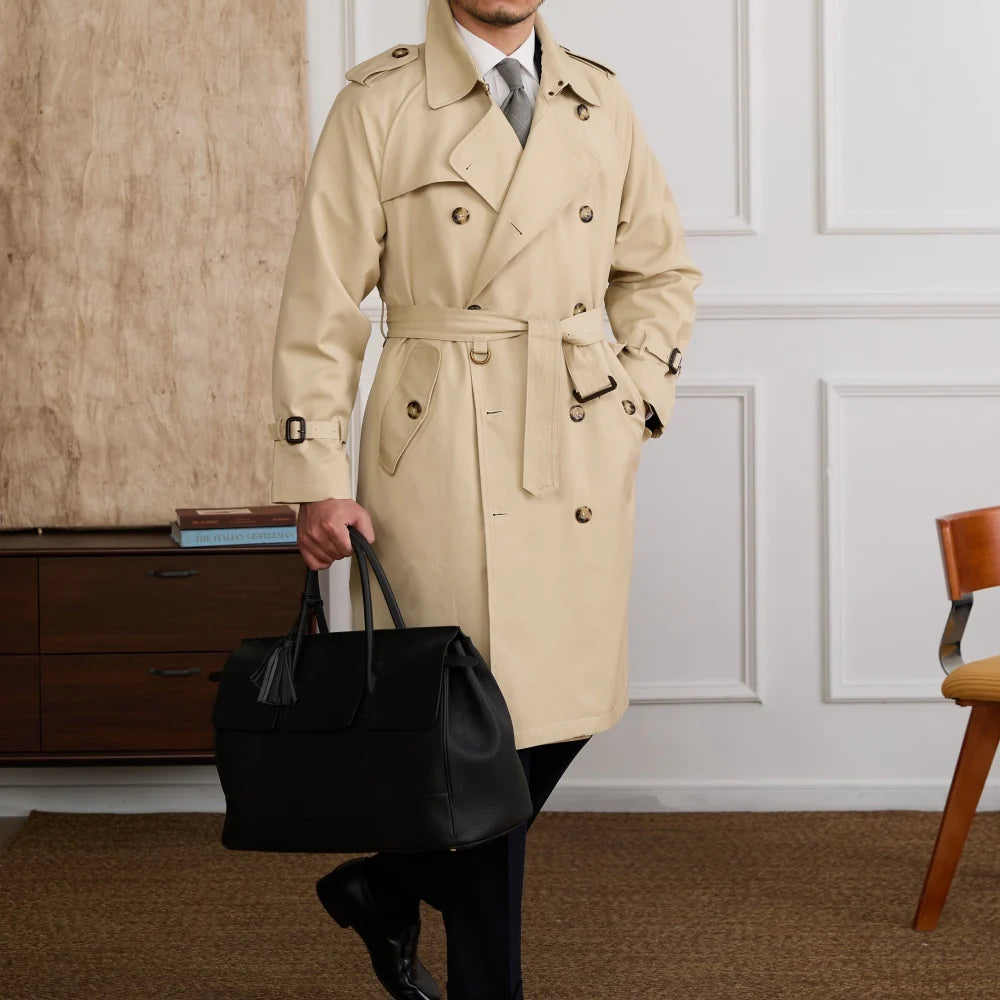 Regents Cotton Blend Double Breasted Trench Coat