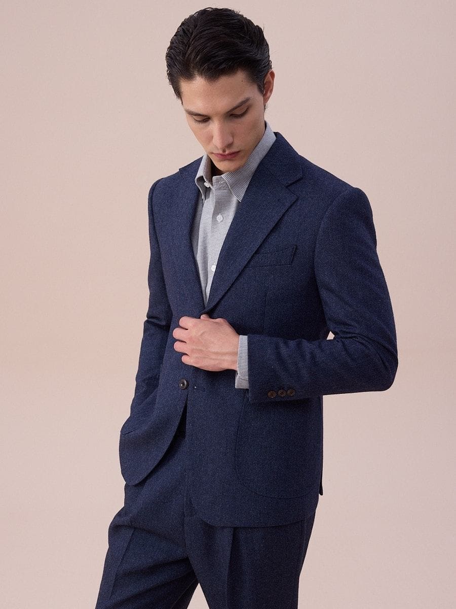 Ligúria Herringbone Wool Single-Breasted Suit