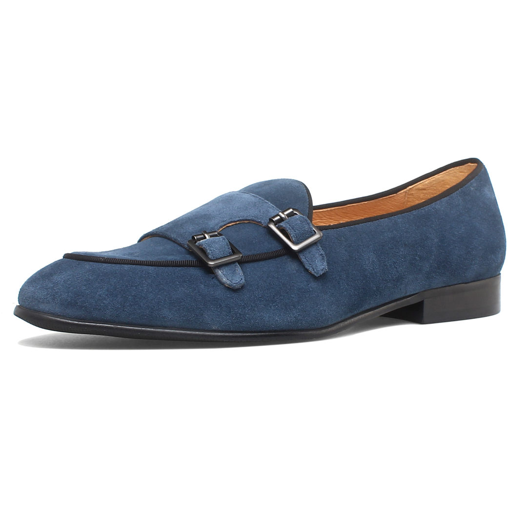 Men's Double Monk Strap Suede Loafer