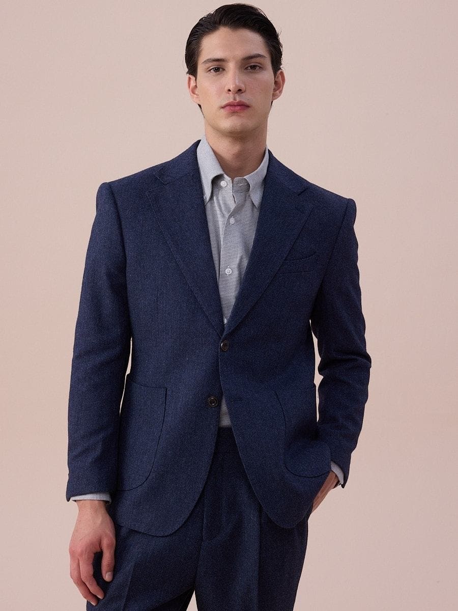 Ligúria Herringbone Wool Single-Breasted Suit