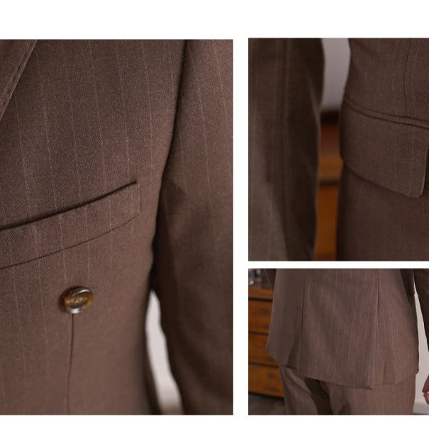 British Pinstripe Overlap Suit