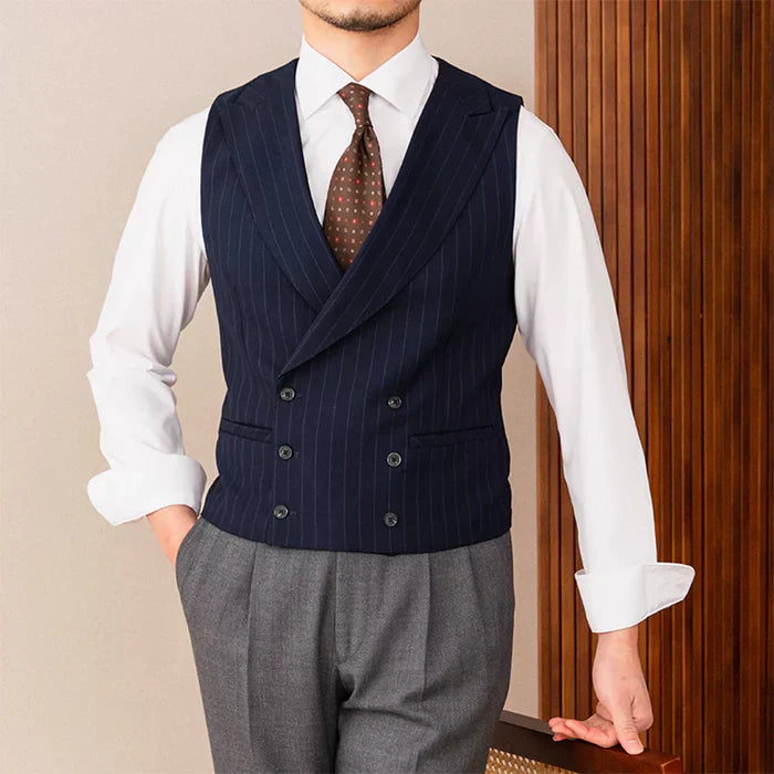 Peak Lapel Pinstripe Double-Breasted Vest
