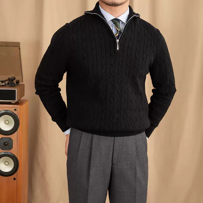 High Neck Textured Pullover