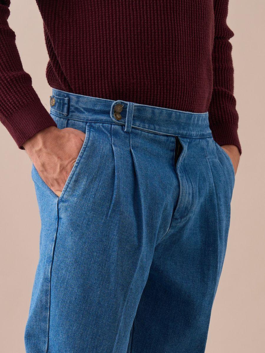 Loops Montefalco High Waisted Double Pleated Denim Pants