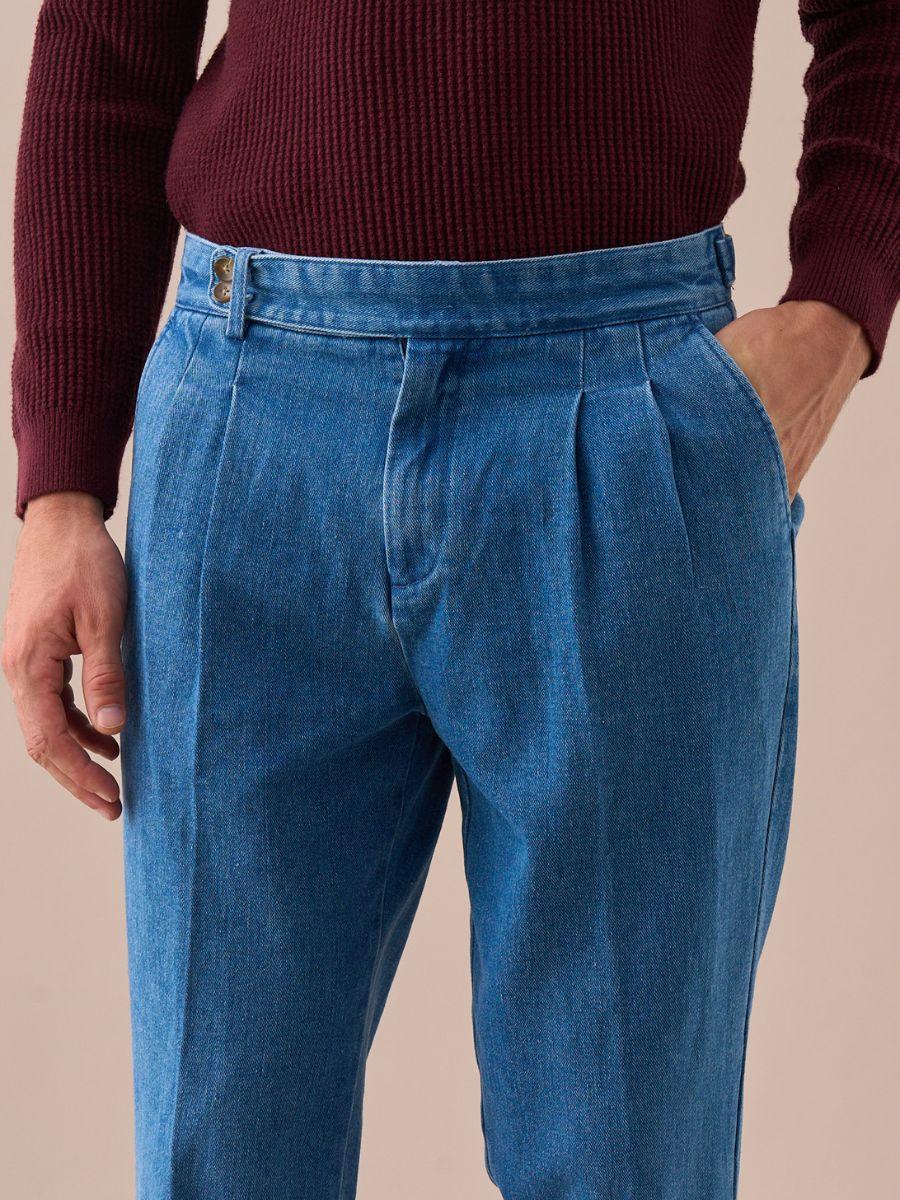 Loops Montefalco High Waisted Double Pleated Denim Pants