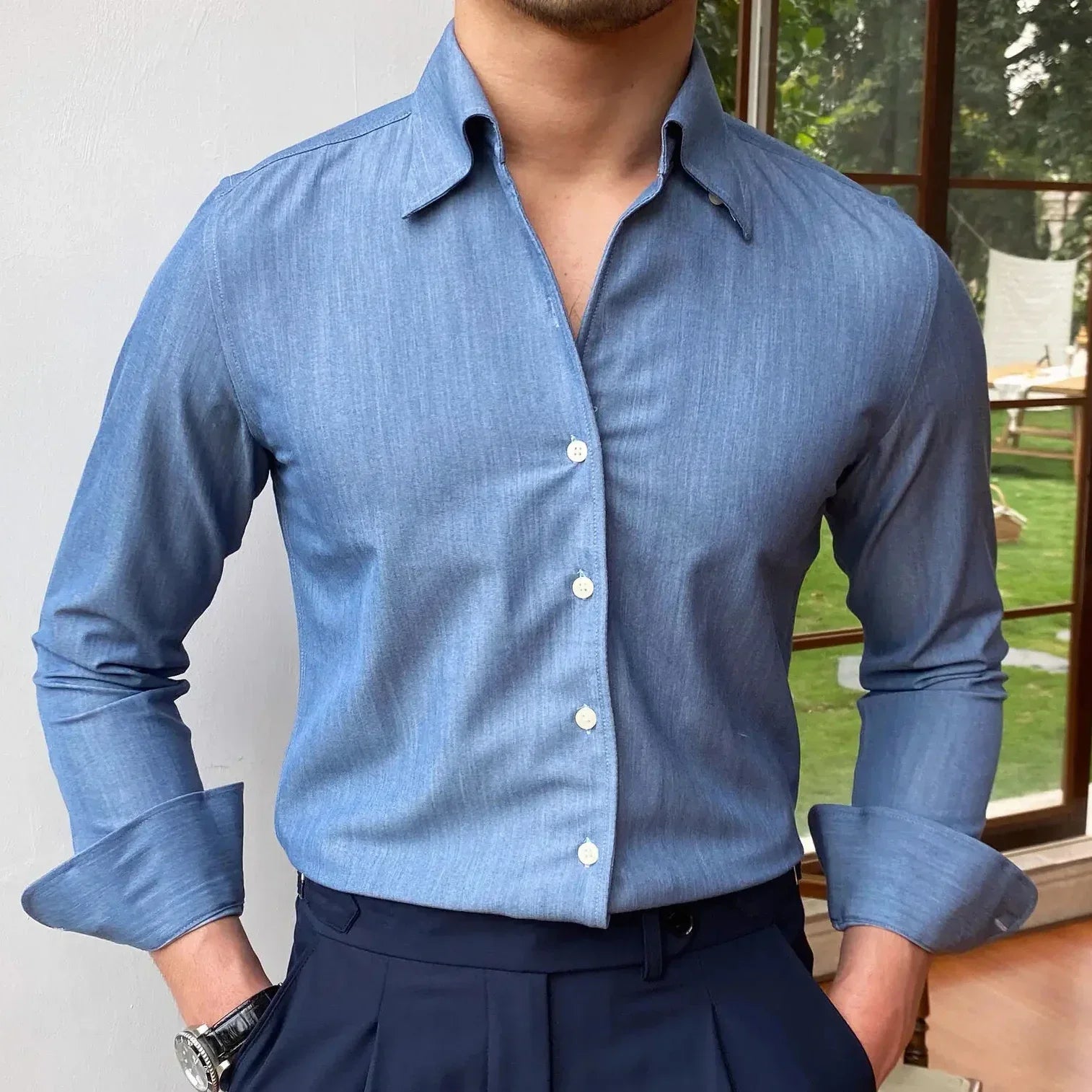 Men's Dress Shirt Looped LS033