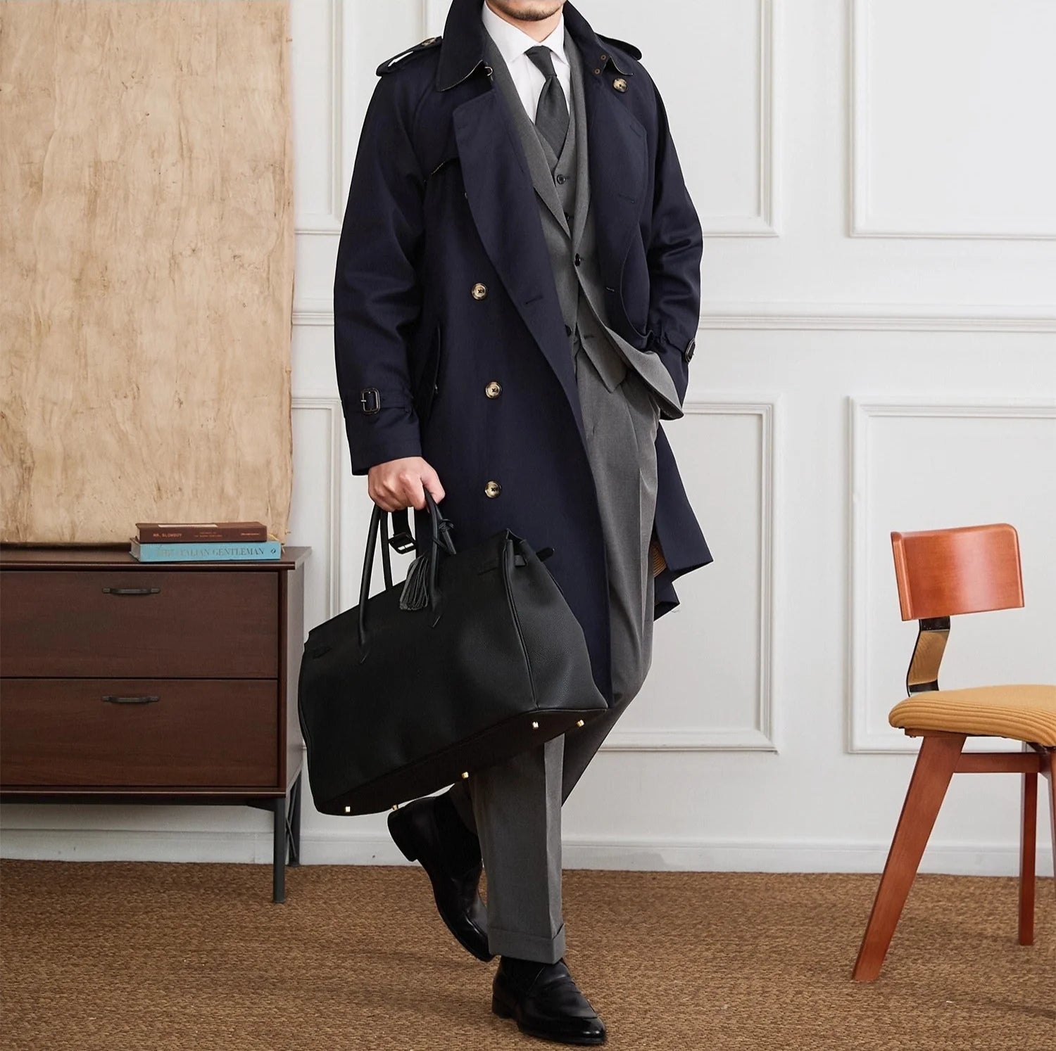 Regents Cotton Blend Double Breasted Trench Coat